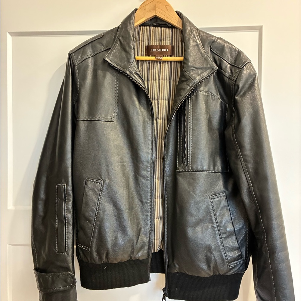 Danier Brown Leather Bomber Jacket